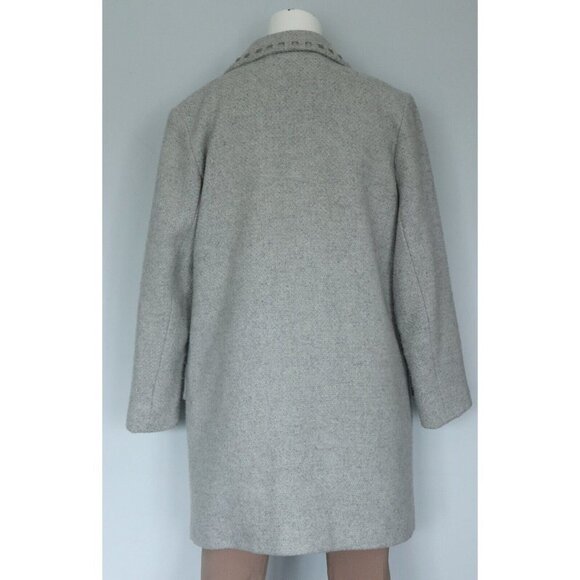 BCBGeneration Women's Size Medium Gray Coat Studded Collar Wool Midi Jacket $325 - Picture 9 of 10